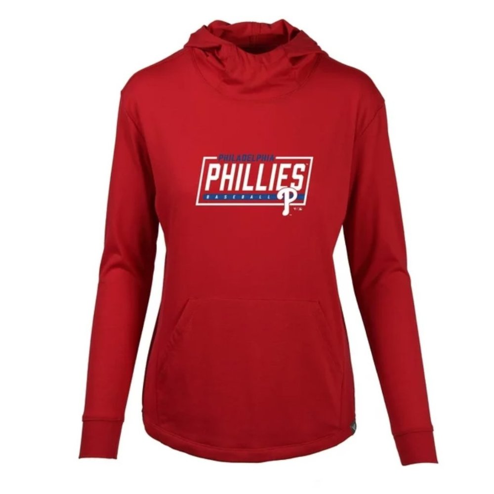 PHILADELPHIA PHILLIES WOMENS VIVID RED LONG SLEEVE HOODIE - NWT / LARGE
